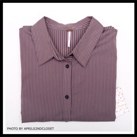 FREE PEOPLE BUTTON DOWN TUNIC SHIRT - Picture 6 of 8